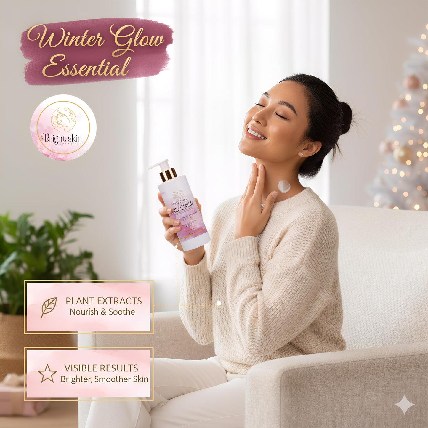 Bright Skin Cosmetics Brightening Body Lotion - 1 lbs, Repairing & Anti-Aging Moisturizer for Smooth, Brighter Complexion