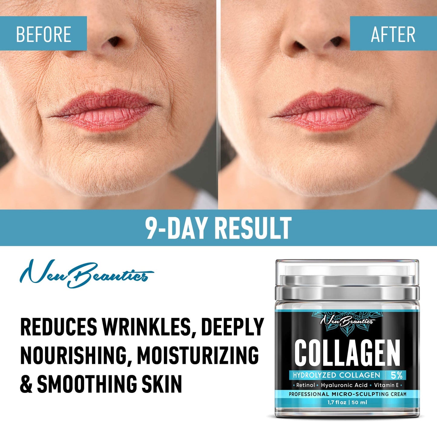 Neubeautics Collagen Cream For Face - Anti Aging Night Women Made In USA Wrinkle With Retinol Hyaluronic Acid Firming & Hydrating Effect Facial Cream, 50 ml (Neubeautics)