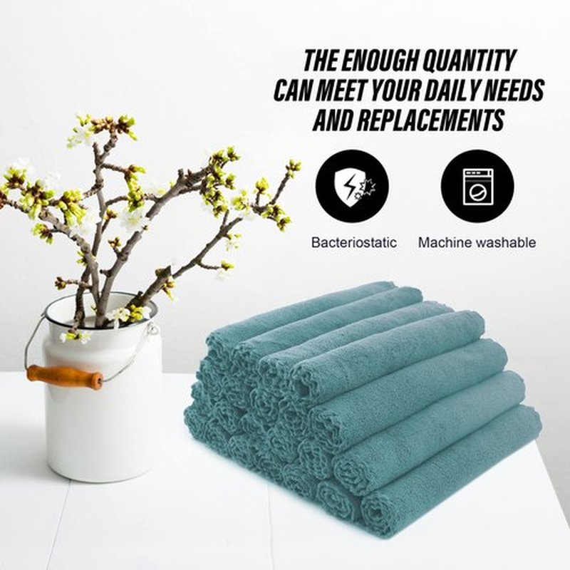 MOONQUEEN Ultra Soft Premium Washcloths Set - 12 x 12 inches - 24 Pack - Quick Drying - Highly Absorbent Coral Velvet Bathroom Wash Clothes - Use as Bath, Spa, Facial, Fingertip Towel (Teal)