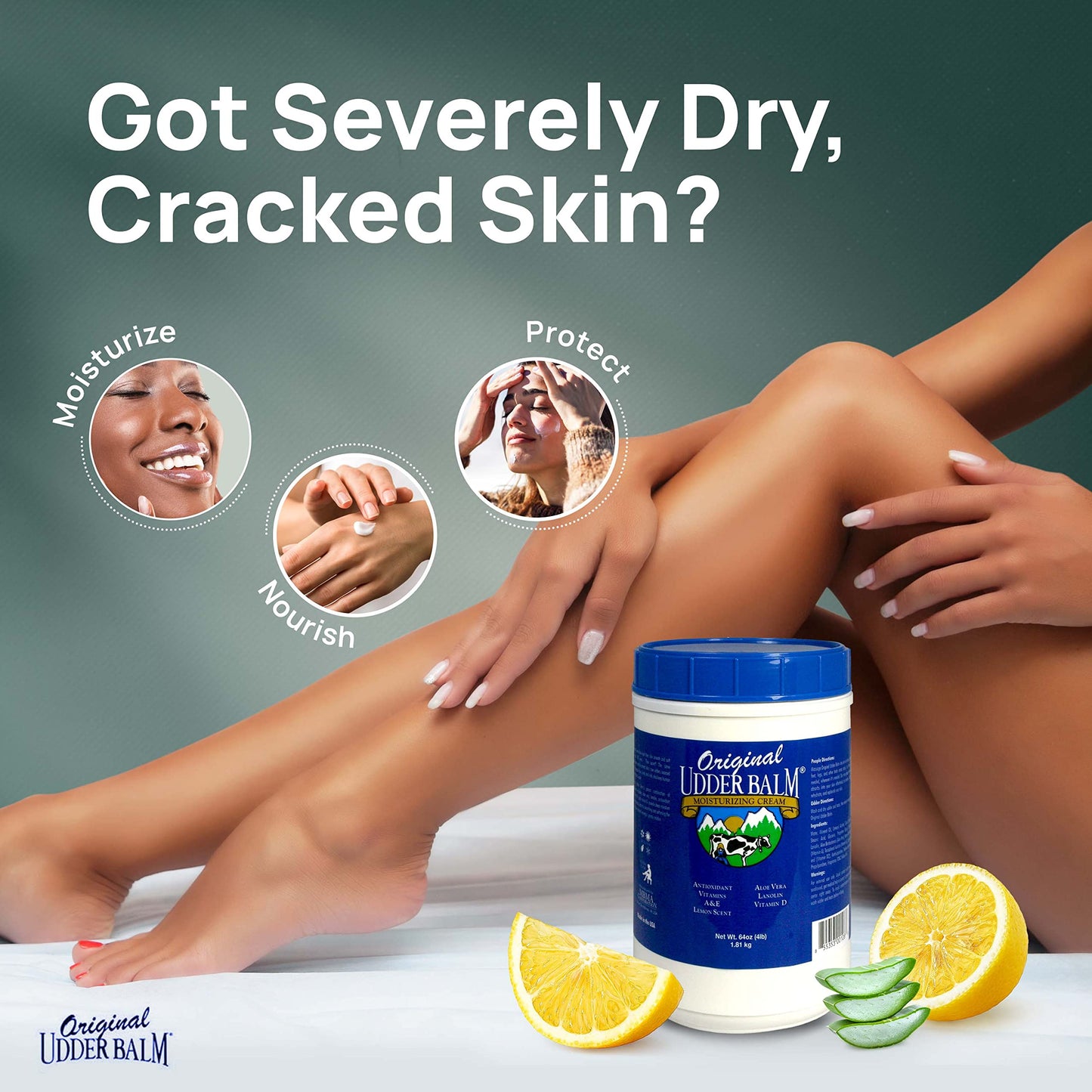 Original Udder Balm Refill Tub - Made in USA - Extra Thick Udder Cream & Hand Balm for Dry Skin, Cracked Heels, Rough Hands – Deep Moisture Heel Cream & Foot Moisturizer with Aloe Vera, 64 Fl Oz