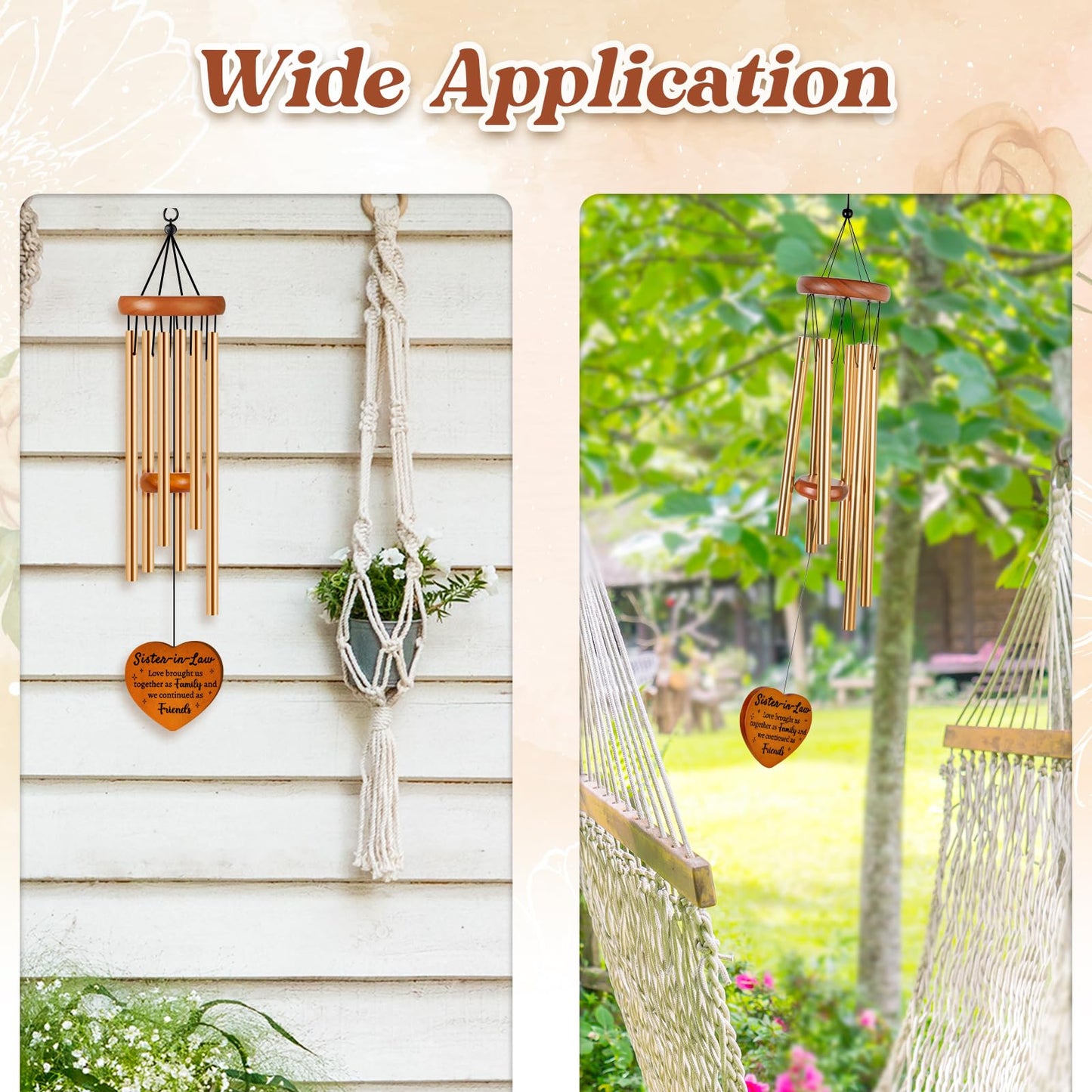 Sister in Law Gifts, Gift for Sister in Law - Wind Chimes, Birthday, Wedding, Engagement, Anniversary, Thanksgiving Gifts, Windchimes for Outside Outdoor