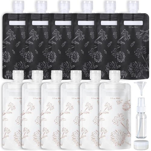PACKISM Travel Containers for Toiletries - 15 Pack Leak Proof 3oz TSA Approved Travel Pouches, Stand Up, Slim & Lightweight Design, Space Saving, Pack More Shampoo Conditioner Lotion Body Wash
