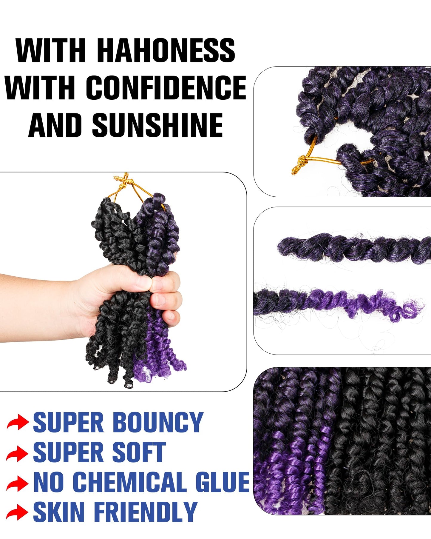 14 Inches 9 Packs Mixed Colors Combo Pack(7 packs 1B+ 2 packs T1B/Purple),Passion Twist Crochet Hair For Black Women- Pre-twisted Pre Looped Synthetic Hair Extensions(14 Inch-9 Packs,1B+TPurple)