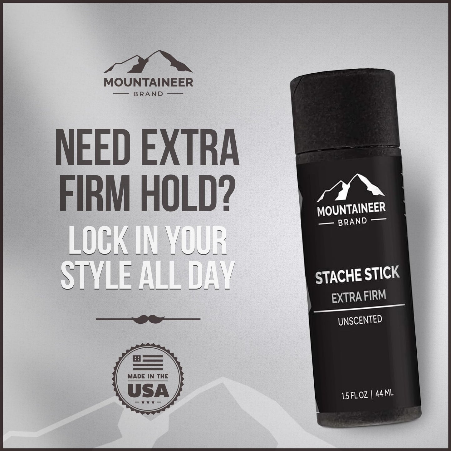 Mountaineer Brand Stache Stick | Appalachia Scent | Made with Natural Ingredients West Virginia | Firm & Long Lasting Hold | Mustache Wax | Moustache Shape & Styling | Beard Wax for Men | 1.5oz