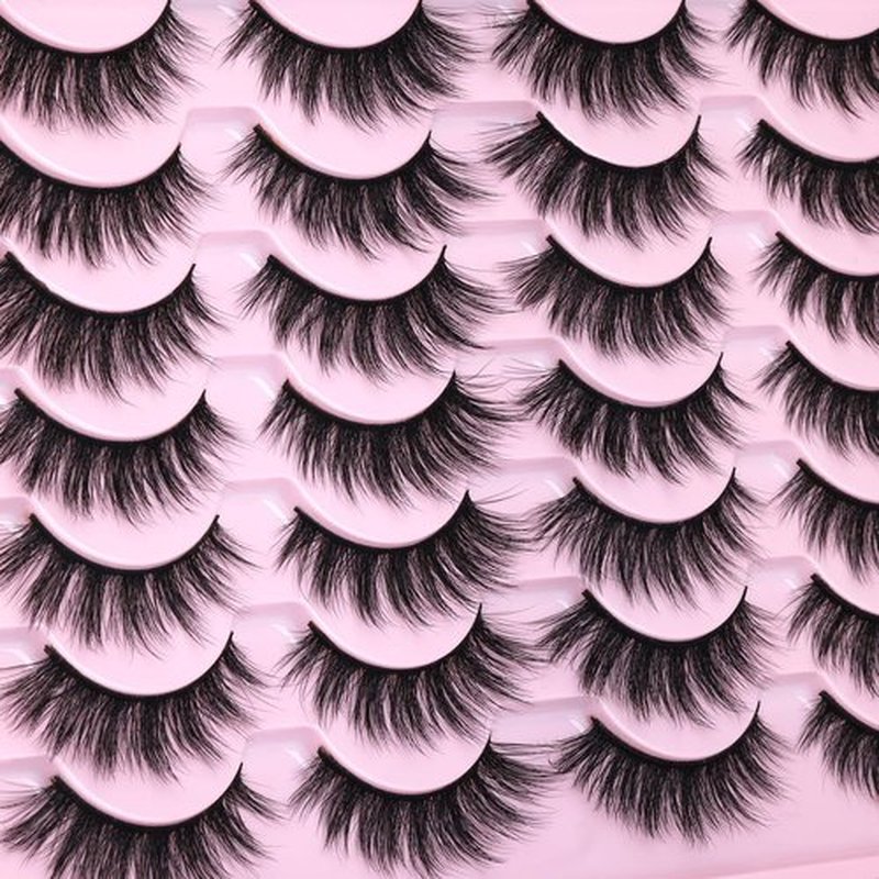EyeLashes Natural Look 16mm Faux Mink Lashes Fluffy Cat Eye Wispy Eyelashes 6D Volume False Lashes Pack by Kiromiro