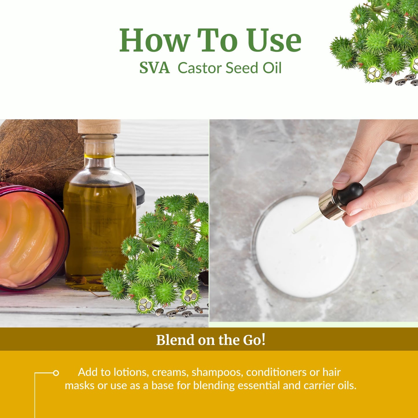 SVA Organic Castor Seed Carrier Oil, Large Size, 32 Oz (946 ml)