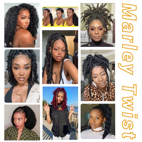 Marley Twist Braiding Hair 10 inch Black 3 Packs Pre Separated Springy Afro Twist Hair for Soft Locs Pre Fluffed Spring Twist Hair Synthetic Cuban Twist Hair Extensions (10 Inch,1B)