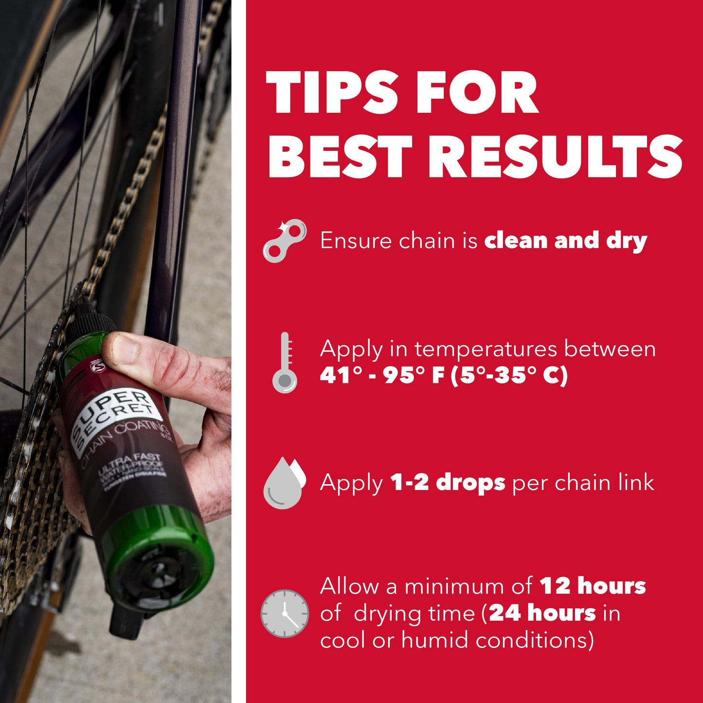 SILCA Super Secret Bike Chain Lube, 4 oz - Liquid Chain Wax to Clean, Smooth & Silence - Ultra Fast Bike Lube - Special Formula for Friction Reduction & Improved Wattage Output in All Weather