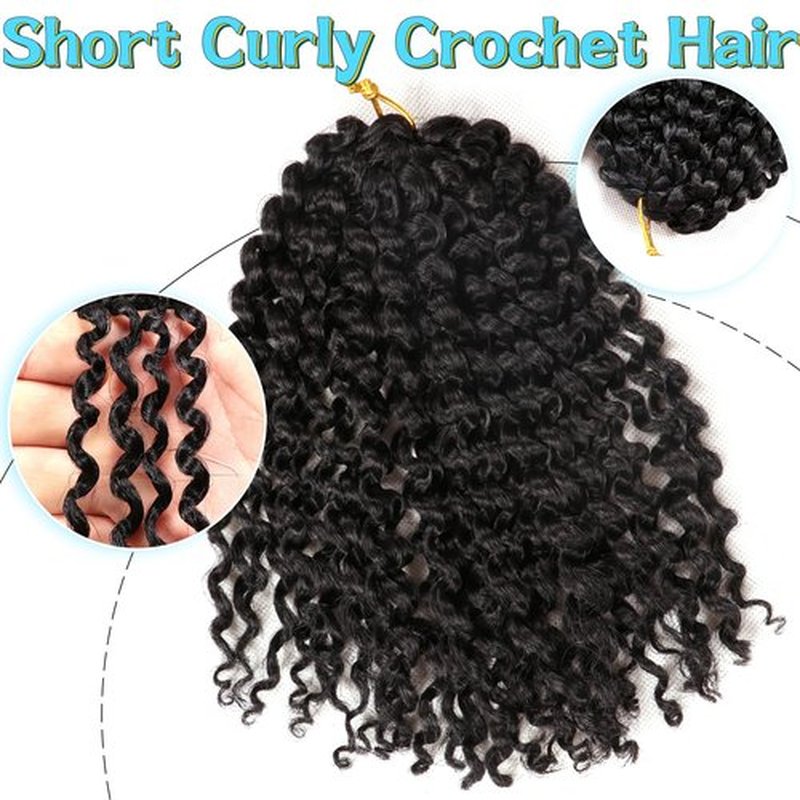 8 Inch Short Passion Twist Hair 6 Bundles Kinky Curly Crochet Hair for Black Women Curly Braiding Hair Crochet Braids Hair (6Bundles8 Inch, 1B#)