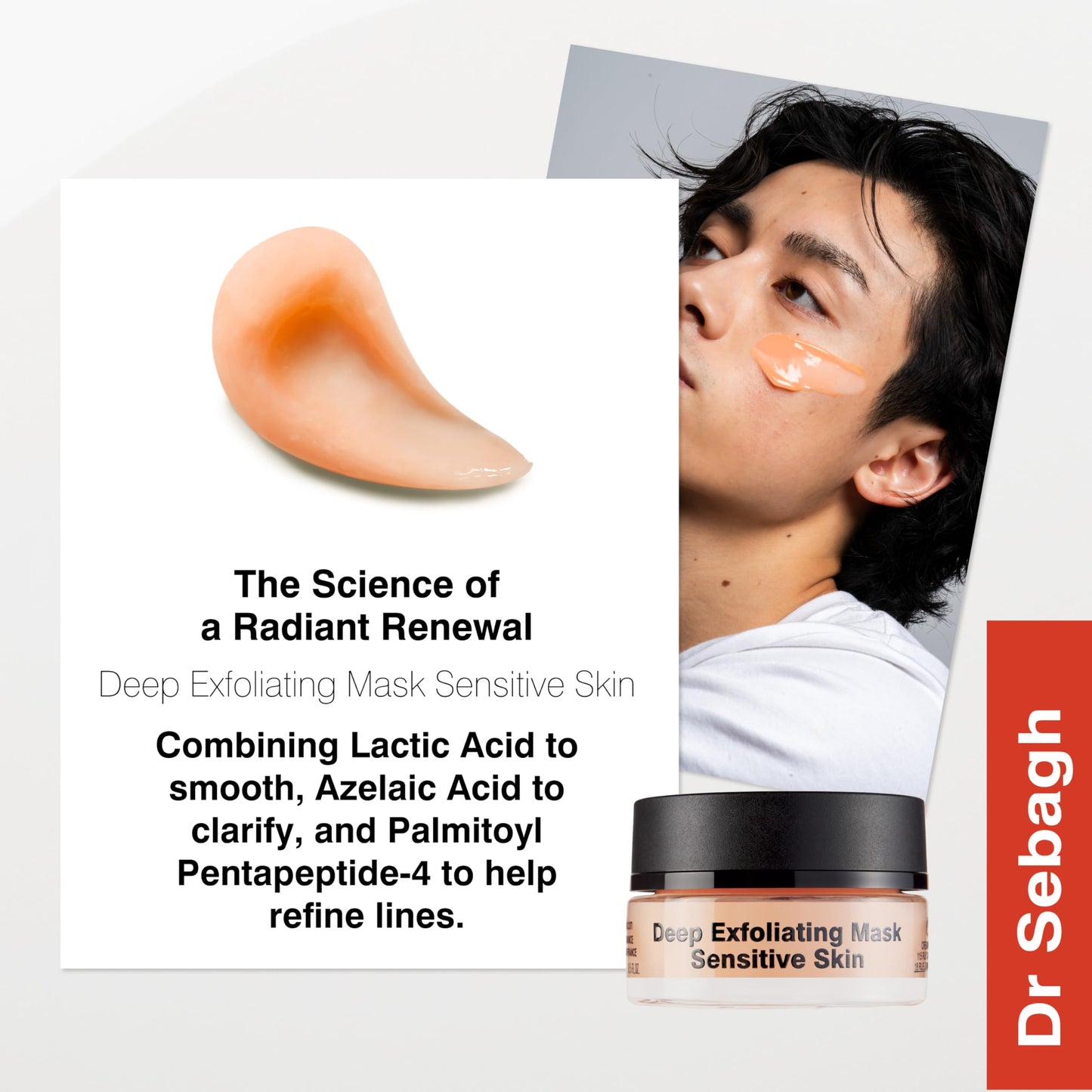 Dr Sebagh Deep Exfoliating Mask (Travel Size 0.5 fl oz) - Gentle Exfoliating for Sensitive Skin - Lactic Acid Detox & Pore Cleansing - Anti-Aging Skin Mask for Radiance & Renewal
