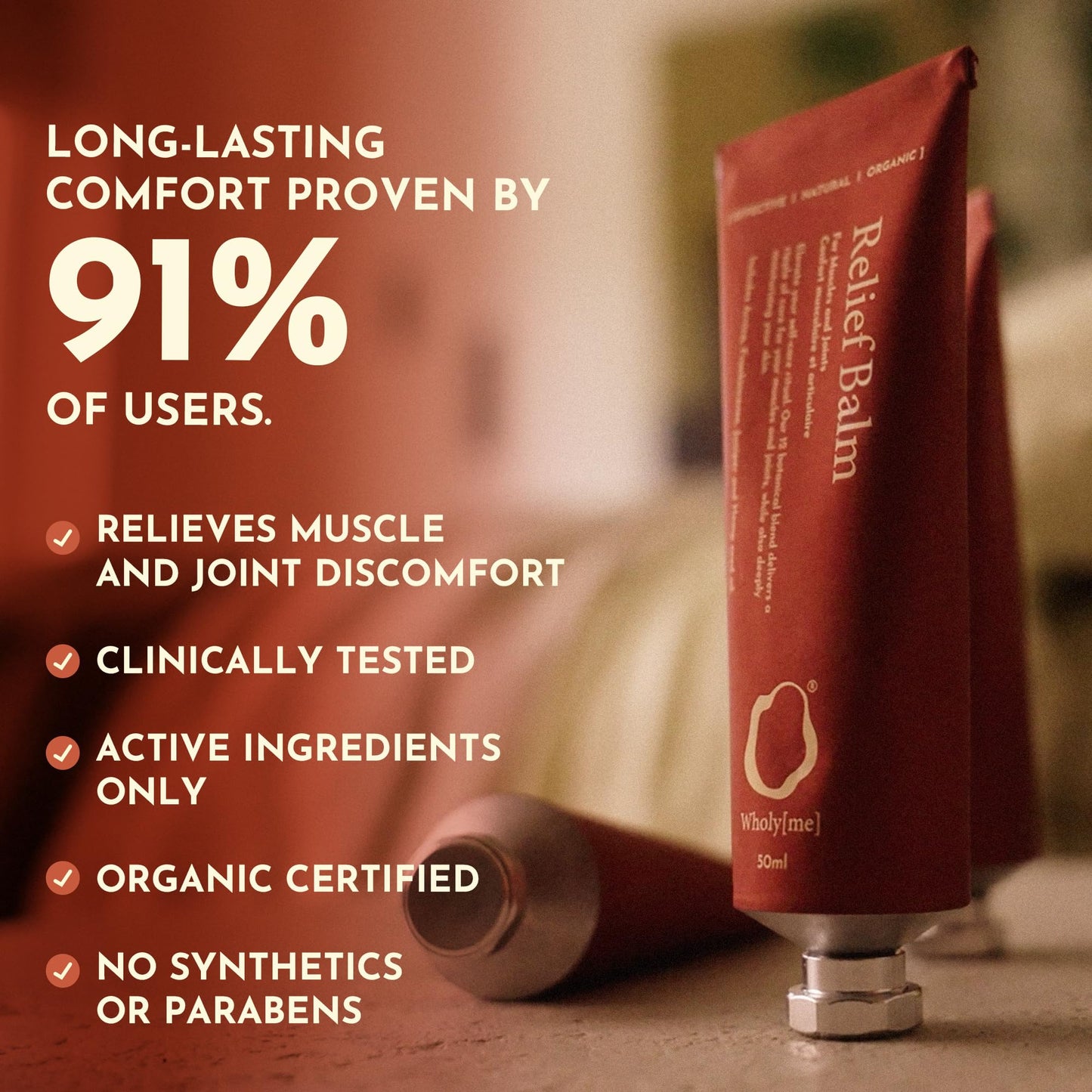 WholyMe Muscle Relief Balm - Joint and Muscle Balm Formulated with Arnica, Wintergreen and 9 Other Natural Ingredients to aid Post Workout Recovery and Soothe Aches and Tension