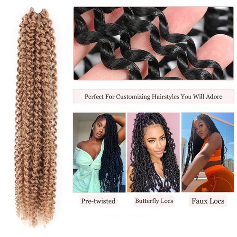Passion Twist Hair 18Inch 6packs - Blonde Water Wave Crochet Braids, for Butterfly Locs or Bohemian Passion Twists Crochet hair Synthetic Braiding Hair Extensions(18Inch 6packs, 27#)