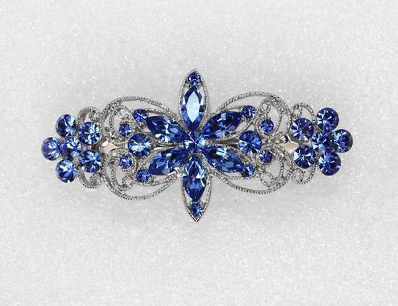 Faship Gorgeous Blue Rhinestone Crystal Flora Hair Barrette Clip