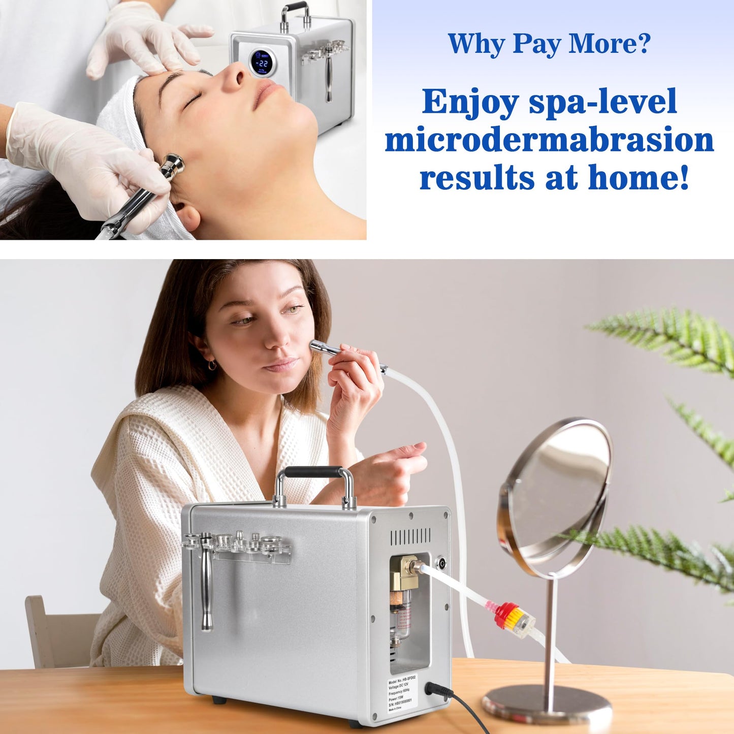 Kendal Professional Diamond Microdermabrasion Machine, Dermabrasion Facial Skin Care Equipment with Digital Display also good for home use 110V-220V HB-SFD02