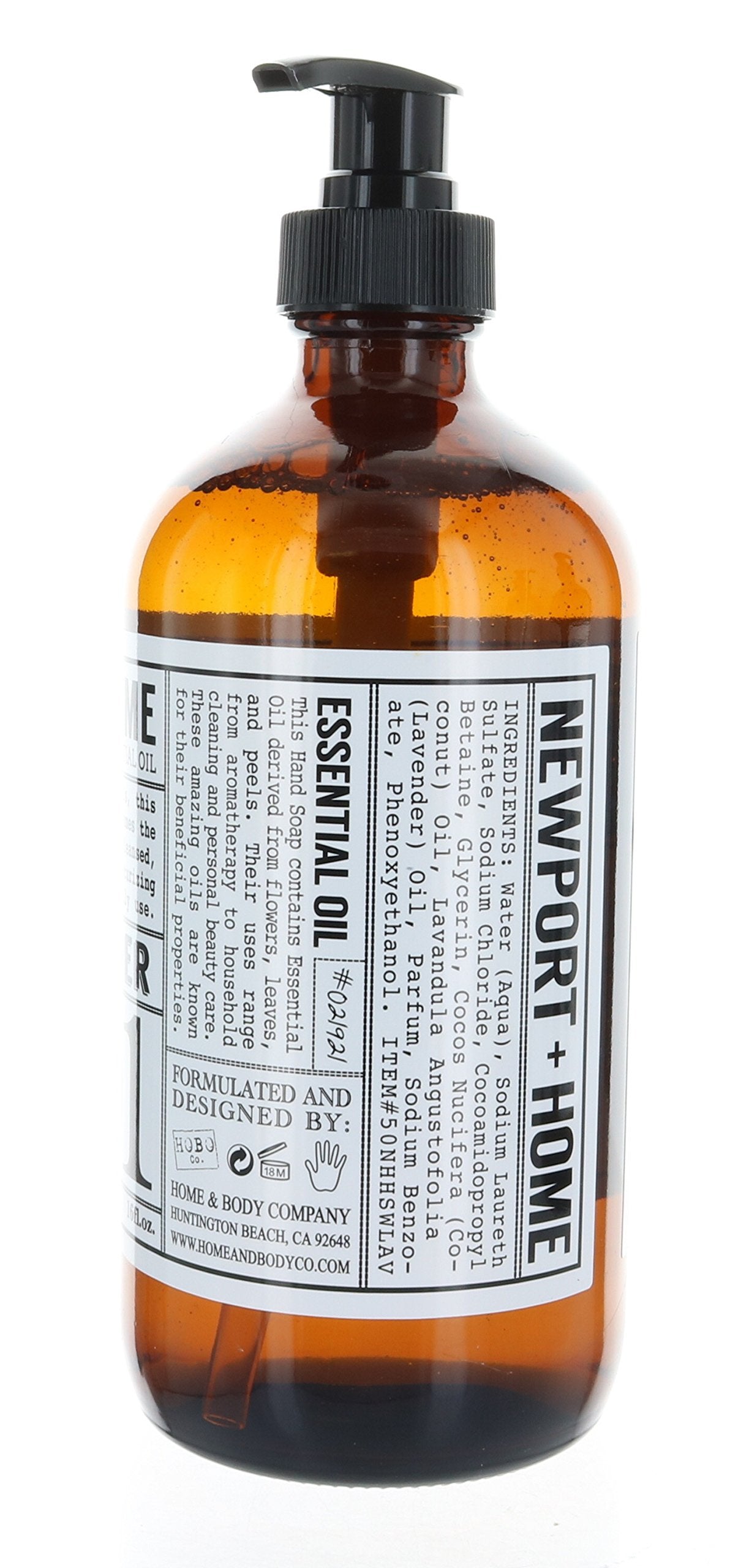Newport + Home Hand Soap, Wild Lavender 16 oz, Infused w/Coconut Oil & Essential Oil by Home and Body Co