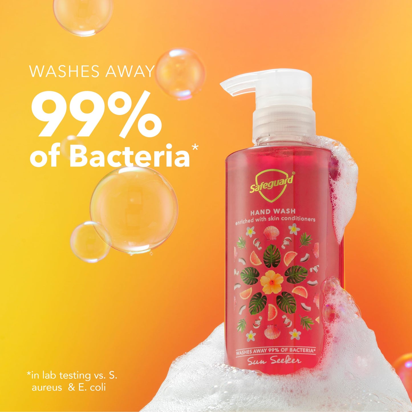 Safeguard Liquid Hand Soap, Micellar Deep Cleansing, Washes Away 99% Bacteria, Made with Natural Moisturizers, Enriched with Skin Conditioners, PH Balanced, Sun Seeker Scent 10.1 oz (Pack of 4)