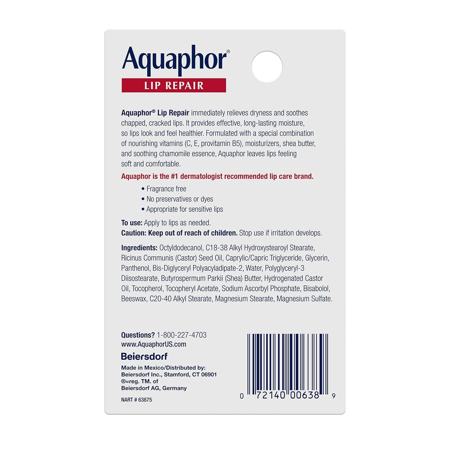 Aquaphor Lip Repair, 0.35 Fl Oz, Pack of 6