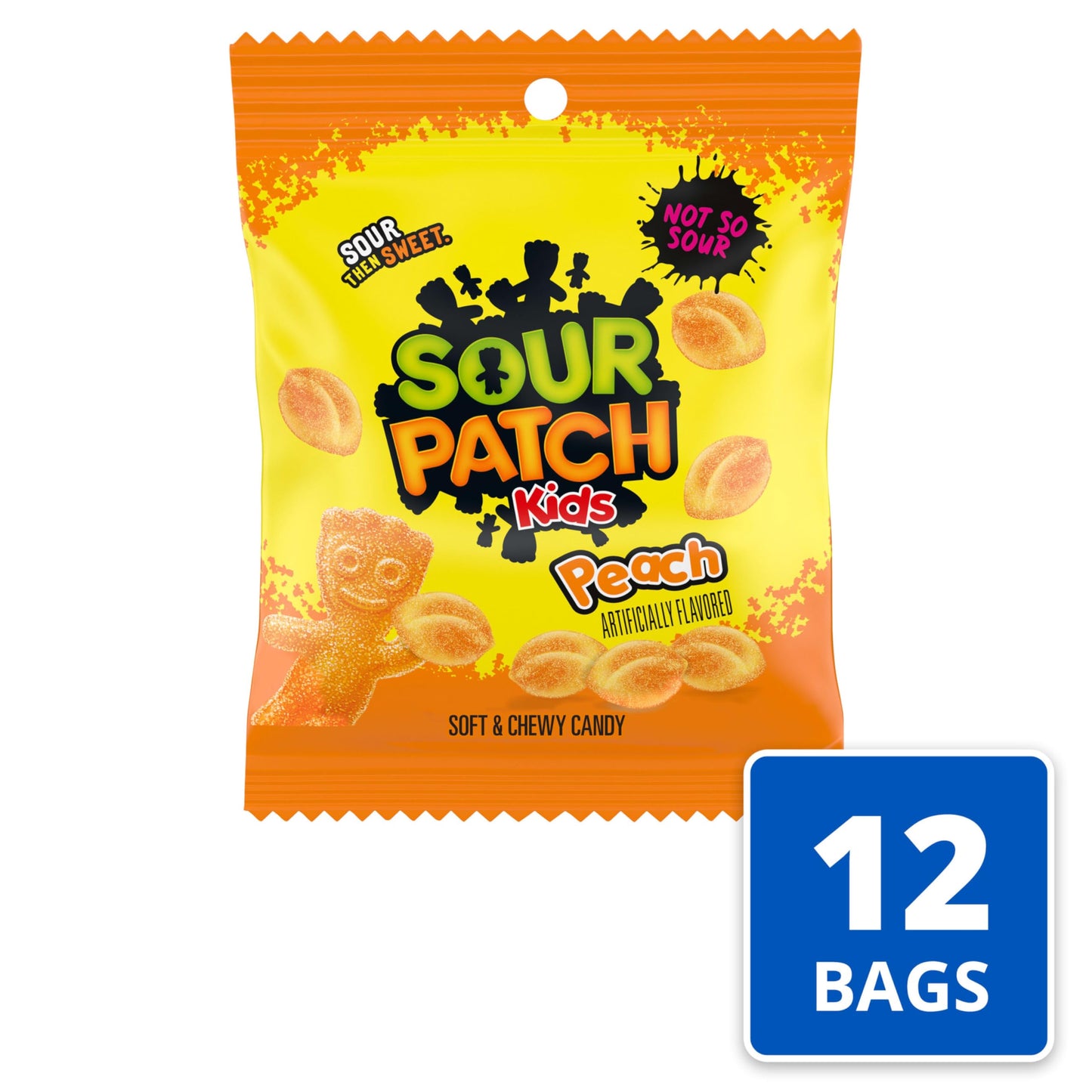 SOUR PATCH KIDS Peach Soft & Chewy Gummy Candy, Bulk Candy, 12 - 3.56 oz Bags