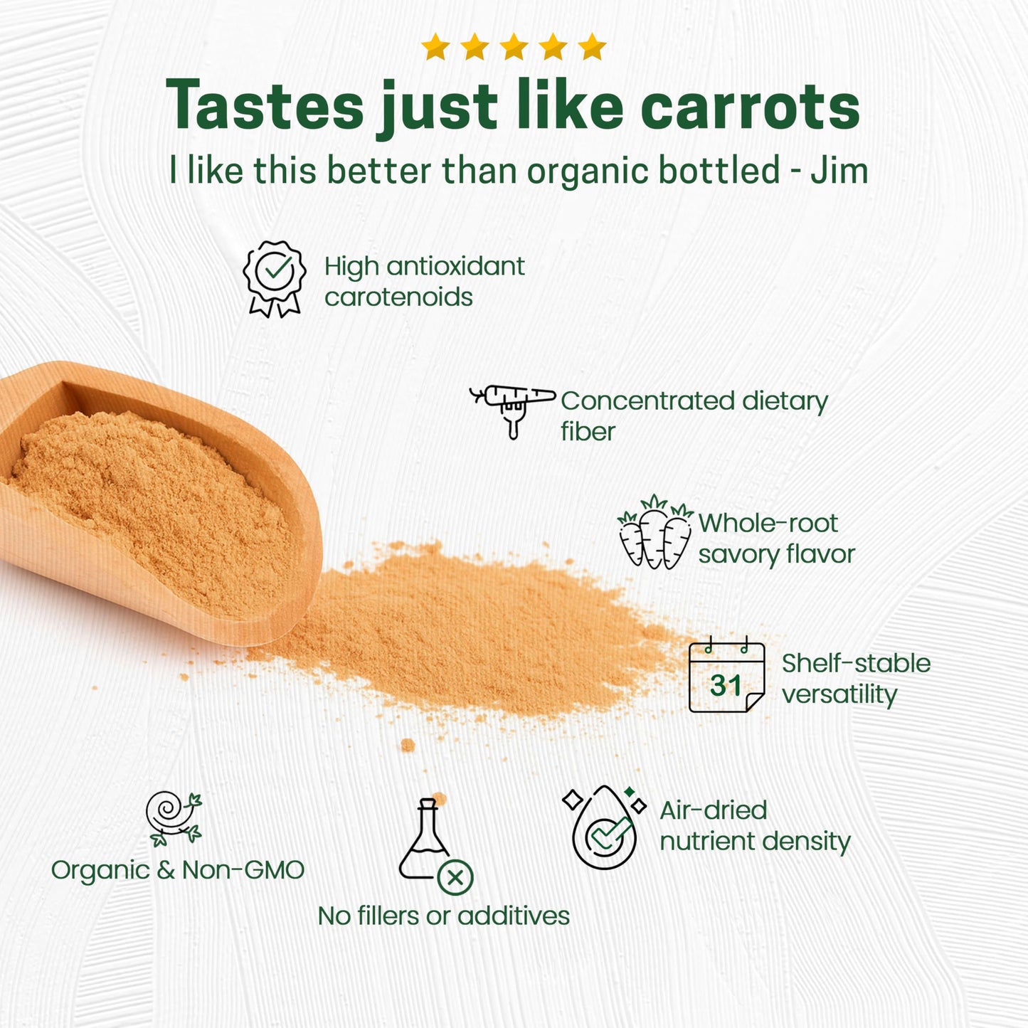 Z Natural Foods Organic Carrot Powder, Natural Superfood Powder for Vision and Heart Health, Great in Juices, Smoothies, and Recipes, Non-GMO, Vegan, Gluten-Free, Kosher, 1 lb.