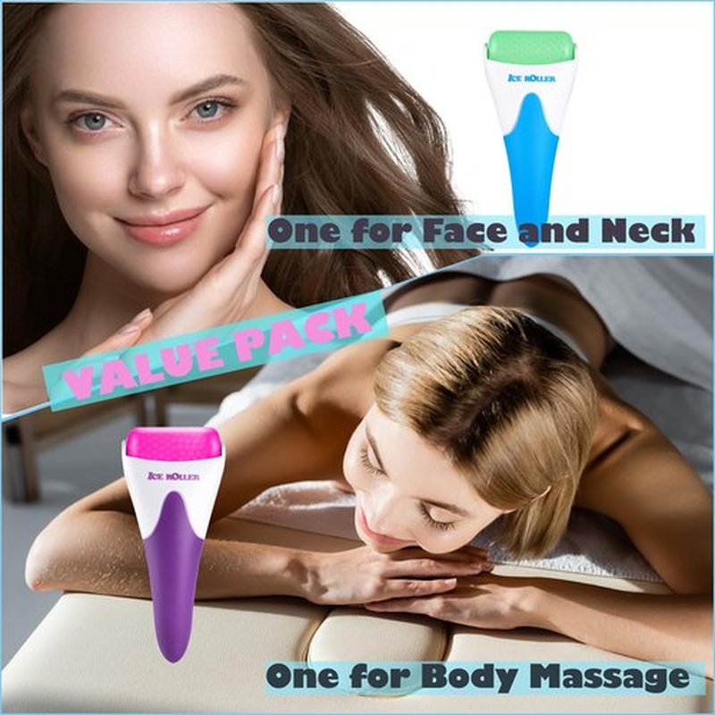 AFOUNDA Ice Roller - 2 Packs Facial Tools - Reduces Puffiness, Migraine Pain Relief & Energizes-Ideal for All Skin Types(Green+Rose Red)