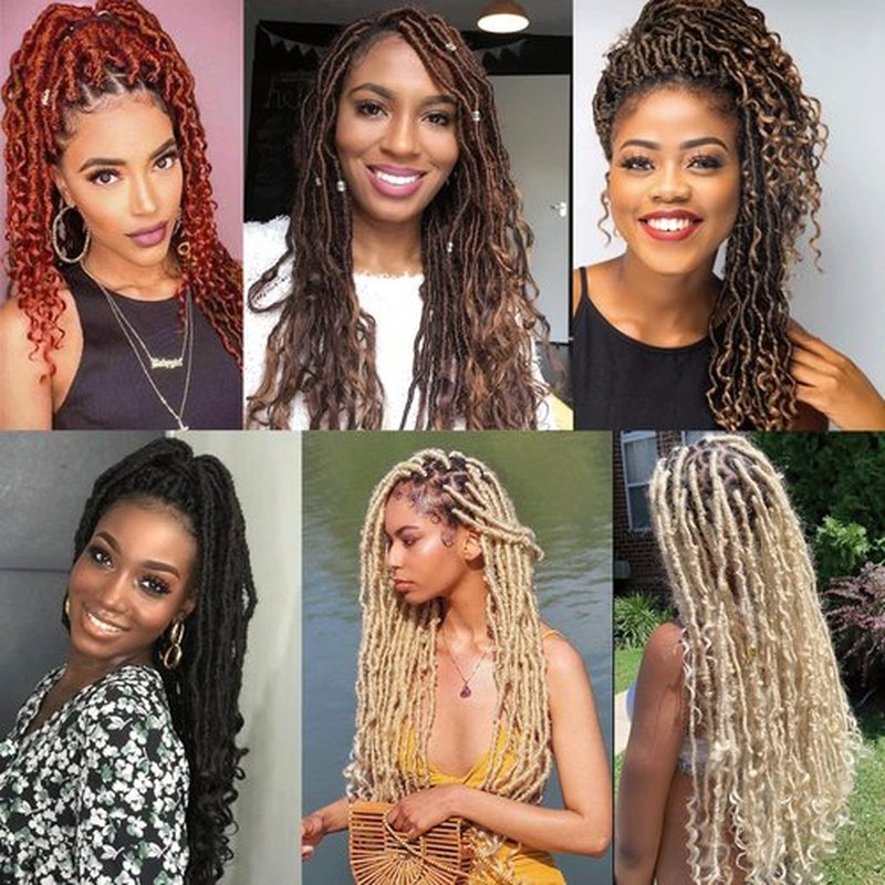 Leeven 24 Inch Blonde New Faux Locs Crochet Hair With Curly Ends for Women 2 Packs Synthetic Goddess Soft Locs Braiding Hair 613 Color Curly Wavy Pre-Looped Goddess Locs Braids Hair