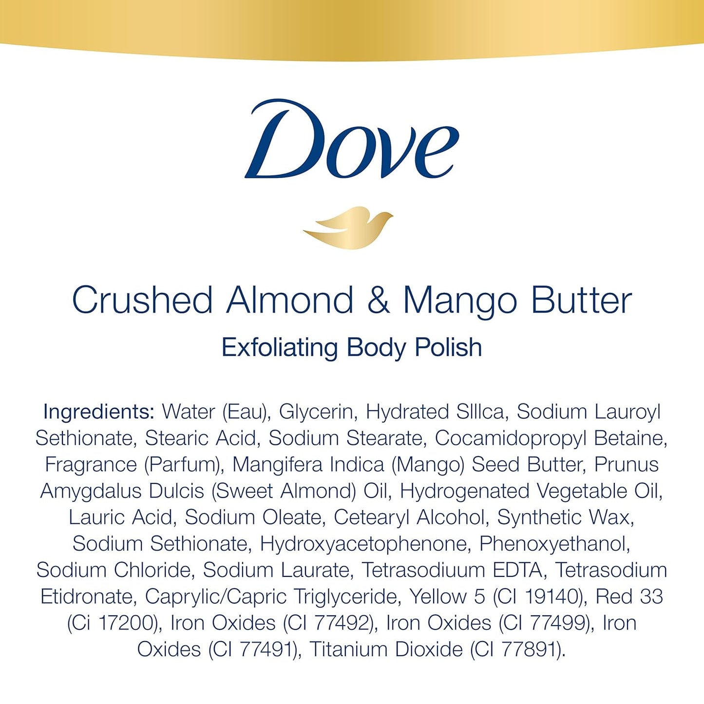 Dove Exfoliating Body Polish Scrub with Almond & Mango Butter - 10.5 oz (4 Count) for Dry Skin