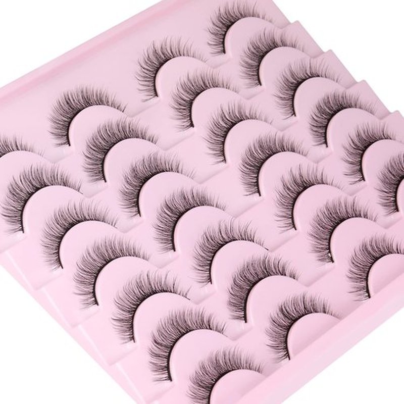 Kiromiro Natural Lashes Wispy Fake Eyelashes Nautal Look 10mm 3D Mink Lashes Extension Fluffy Strip Eyelashes Pack
