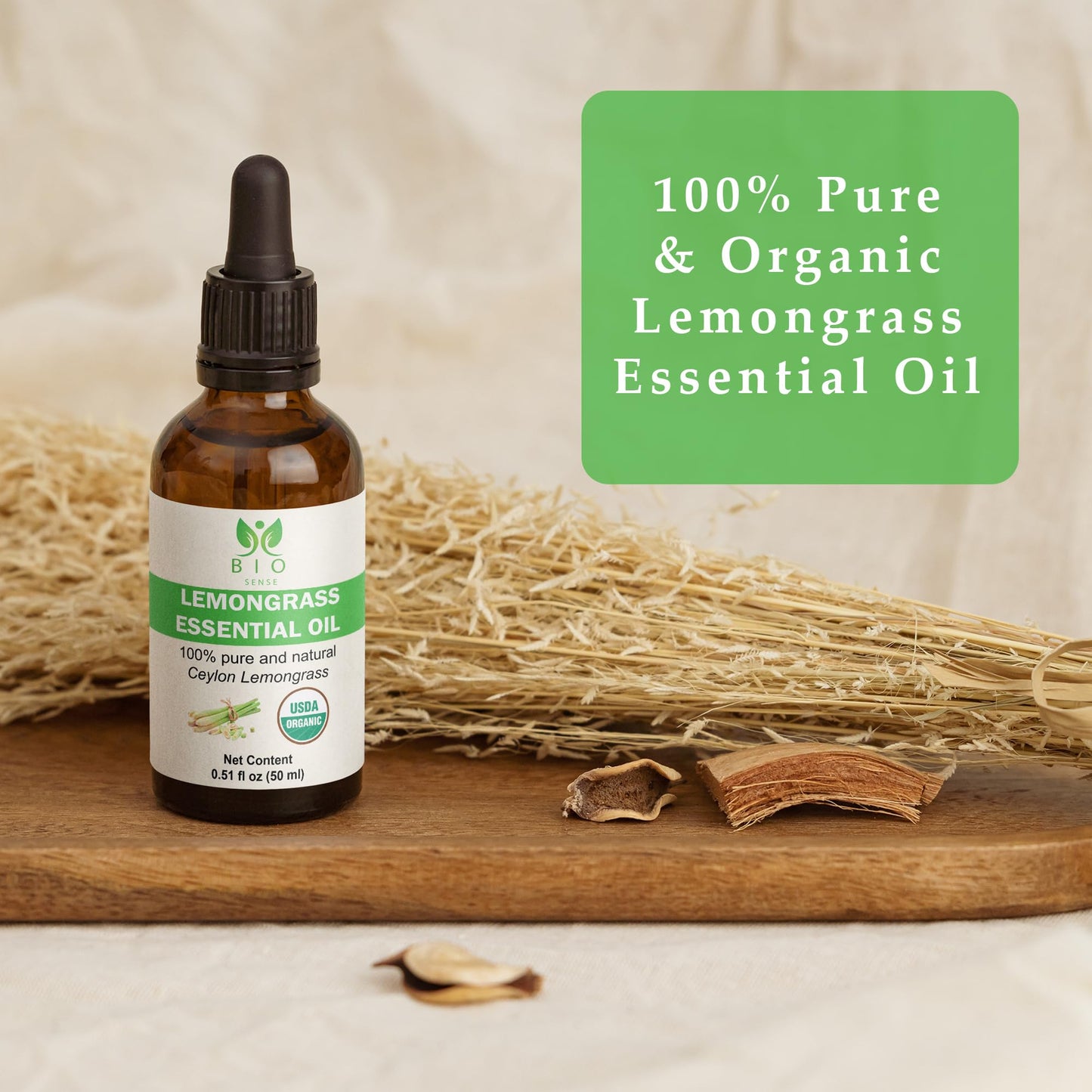 Bio Sense Organic Lemongrass Essential Oil |100% Pure & Organic Lemongrass Essential Oil | Use for Diffuser and Candle Making.