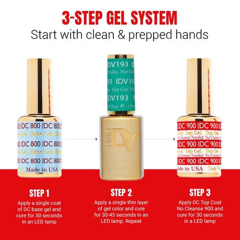 DND Diva Gel Polish Set, First Class Collection, UV/LED Gel Polish and Air Dry Nail Lacquer, Matching Chip-Free Polish Duo, 183 Pink Ribbons, 0.5 Fl Oz