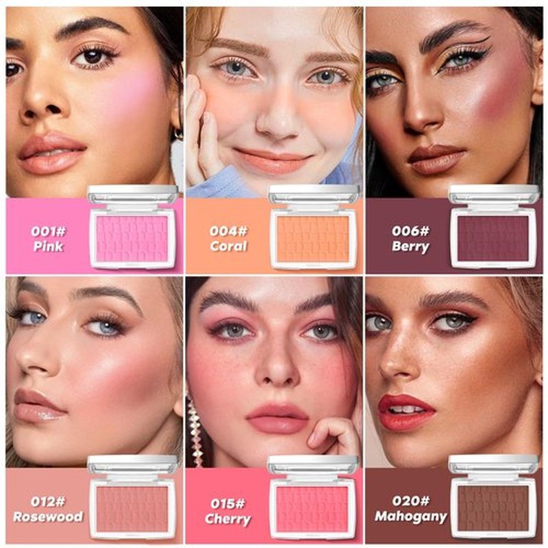 LYBHDAFA Powder Blush for Cheeks with Brush, Matte Blush Palette Rosy Korean Blush Powder Face Blusher, Natural Blendable Formula Silky Lightweight Makeup Blush Palette for Cheeks, 012# Rosewood