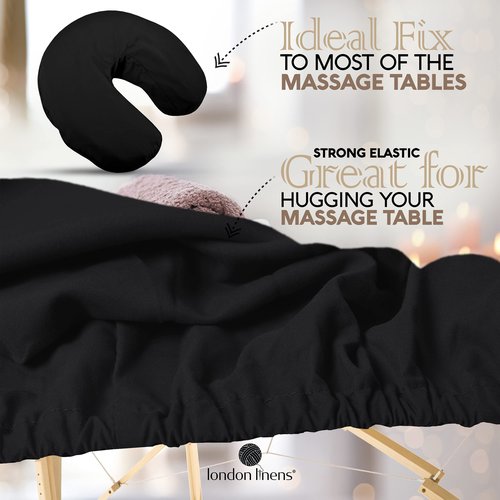 London Linens Soft Microfiber Massage Table Sheets Set 3 Piece Set - Includes Massage Table Cover, Massage Fitted Sheet, and Massage Face Rest Cover (Exotic Black)