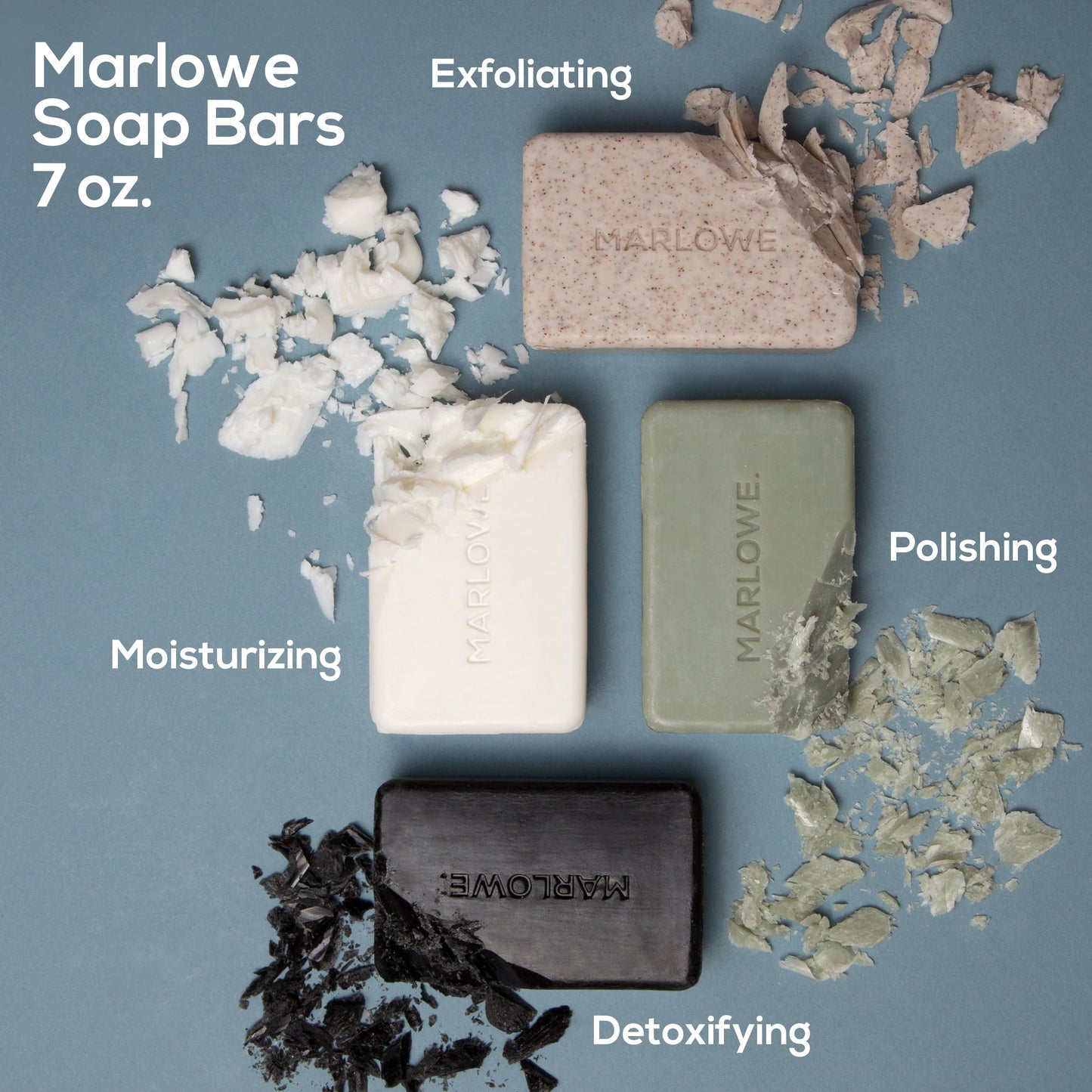 MARLOWE. Body Scrub Soap, Exfoliating Soap Bar, Santal, 7 oz (3 Bars)