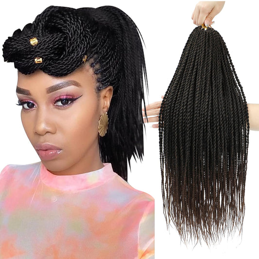 Senegalese Twist Crochet Hair for Black Women 24 Inch Pretwisted Crochet Hair 9 Packs Boho Goddess Twist Crochet Hair Pre Looped Hot Water Setting Crochet Twists with Natural Straight Ends