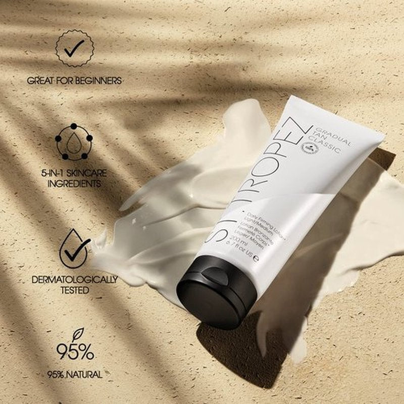 St.Tropez Gradual Tan Firming Lotion, Medium/Dark Shade, Sun Kissed Glow Self Tan Moisturizer, 5 Skincare Benefits, Vegan, Natural & Cruelty Free, 6.7 Fl Oz