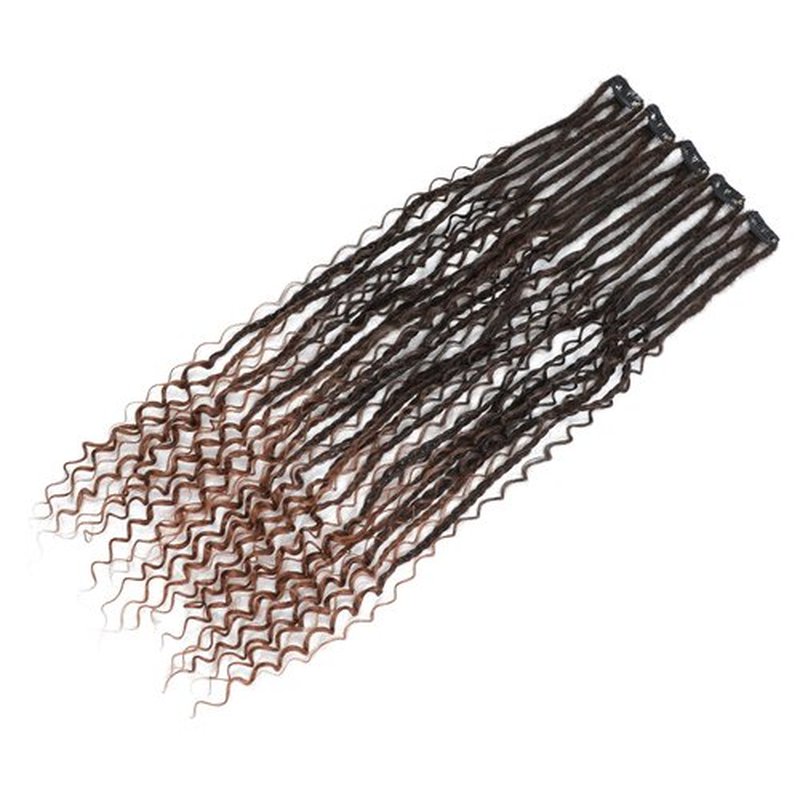Ajsowju Boho Dreads Clip in Dreadlock Extension 5PCS 20 Strands Clip in Boho Dreadlock 24inches Thin Soft Dread Extenisons for Women (1B/30,Boho)