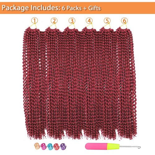 Passion Twist Hair Burgundy 18 Inch 6 Packs Burg Water Wave Crochet Hair for Butterfly Locs Passion Twists Long Bohemian Braiding Protective Style Hair Extensions (18 Inch 6 Packs, BUG#)