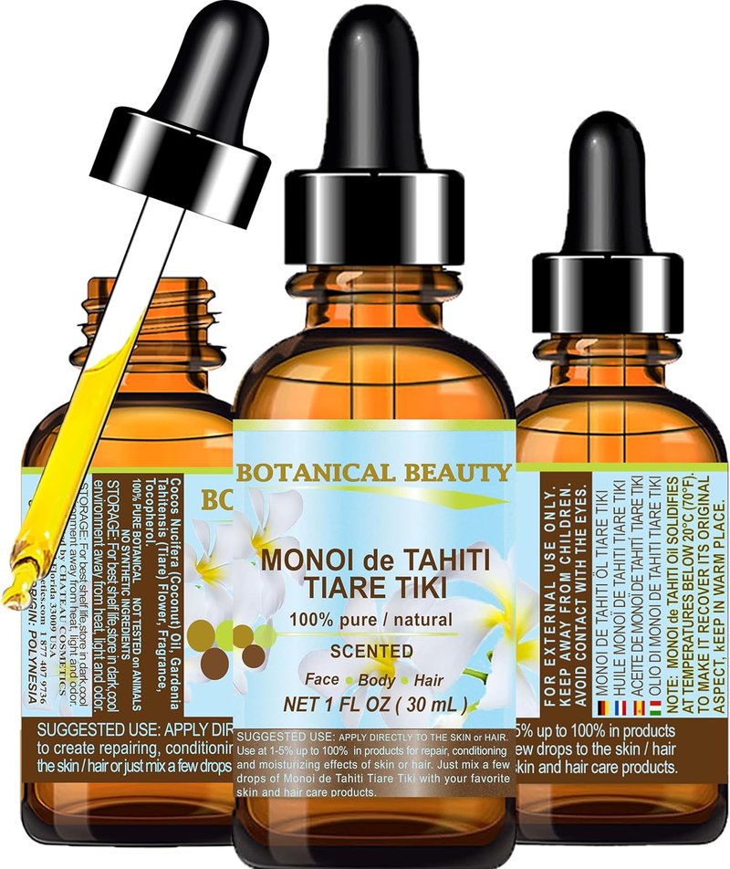 Monoi de Tahiti Oil | 100% Pure Natural Virgin Oil for Face, Skin, Body, Hair & Nails - 1 Fl. Oz. (30 ml)
