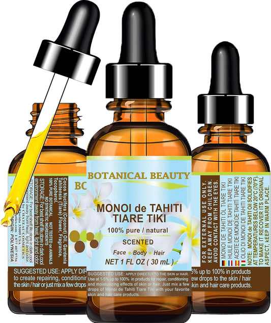 Monoi de Tahiti Oil | 100% Pure Natural Virgin Oil for Face, Skin, Body, Hair & Nails - 1 Fl. Oz. (30 ml)