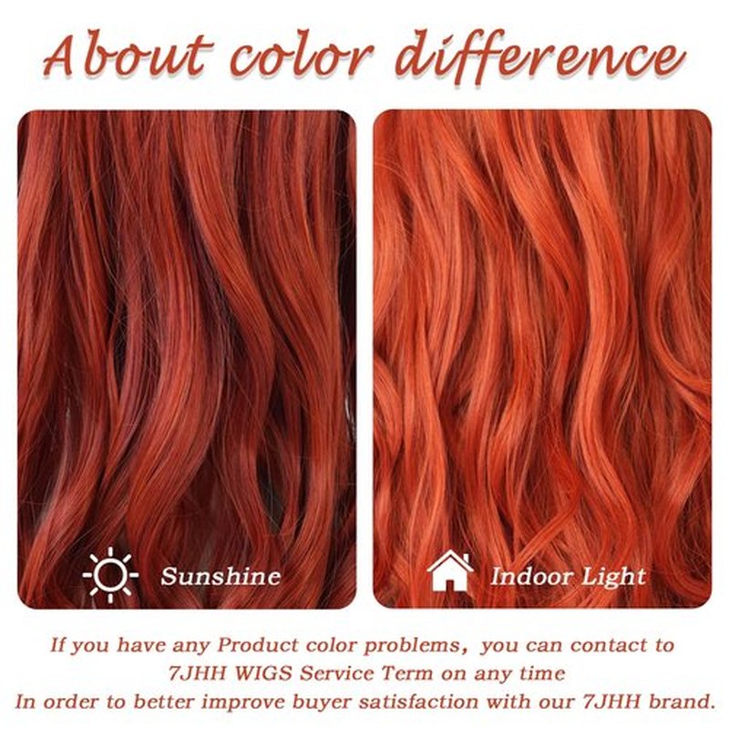 7JHH WIGS Long Wavy Costume Wigs Cosplay Mermaid wig for Women Halloween Party Used High Temperature Heat Resistant Fiber Natural Hairline Cos I Love Lucy Wig (28in, Ginger Orange Mermaid Wig)