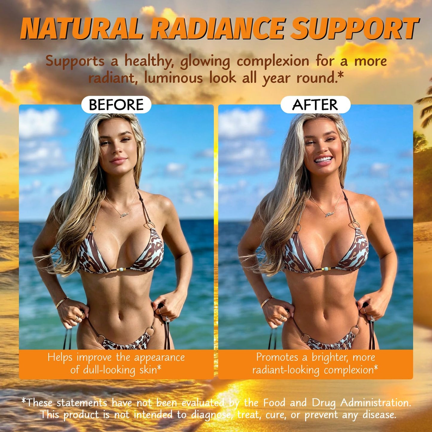 Astaxanthin Tanning Gummies Sun-Free for Women & Men, NO Sugar, With Beta Carotene, Vitamin ACDE Lycopene Enjoy a Tasty, Easy to Carry, No Water Making it Easy Enjoy a Healthy Tan Every Day 60Count
