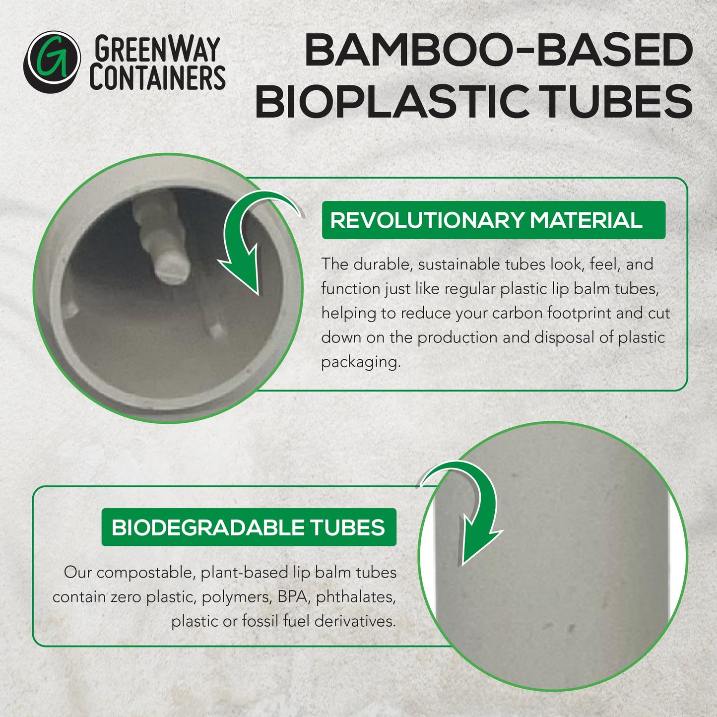 GreenWay 0.15oz / 4.25g Bamboo Lip Balm Tubes with Lids - 50 Pack Twisting Empty Chapstick Tubes - Plastic-free Refillable Lip Gloss Tube - Eco-Friendly DIY Cosmetic Containers – White