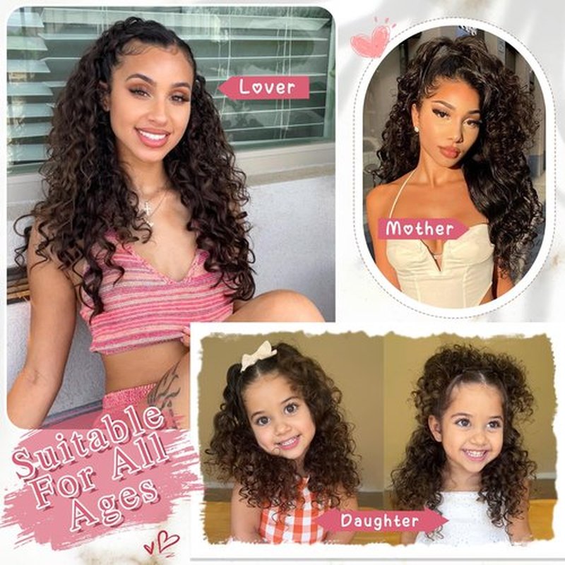 HMD Curly Ponytail Extension 22 Inch Fluffy Drawstring Ponytail for Women Clip in Long Curly Ponytail Hair Extensions Synthetic Hairpiece for Daily Use