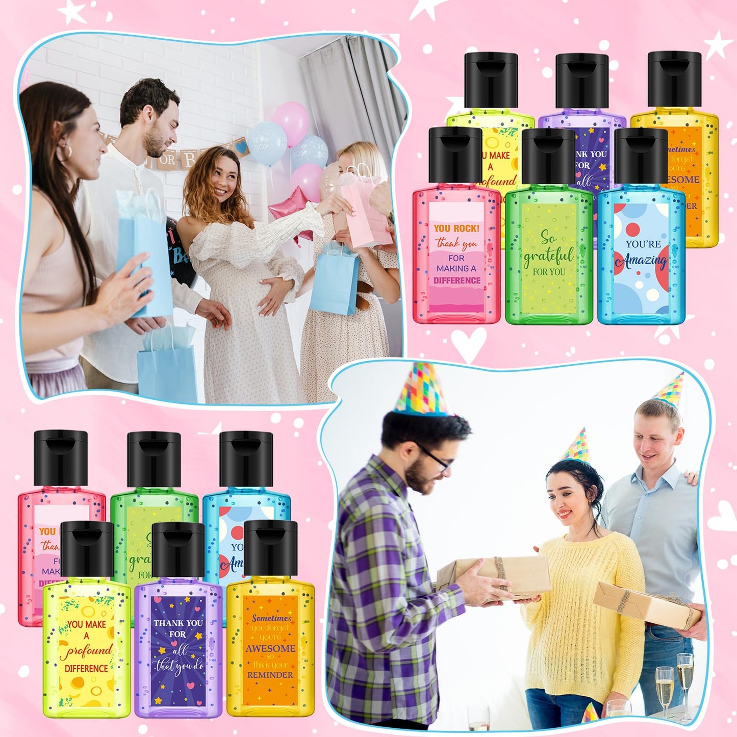 12 Pcs Thank You Mini Hand Sanitizer Bulk Travel Size 1oz Employee Appreciation Gift Team Small Hand Sanitizer Party Favor Difference Maker Gift for Volunteer Office Staff Coworker Teacher (Black)