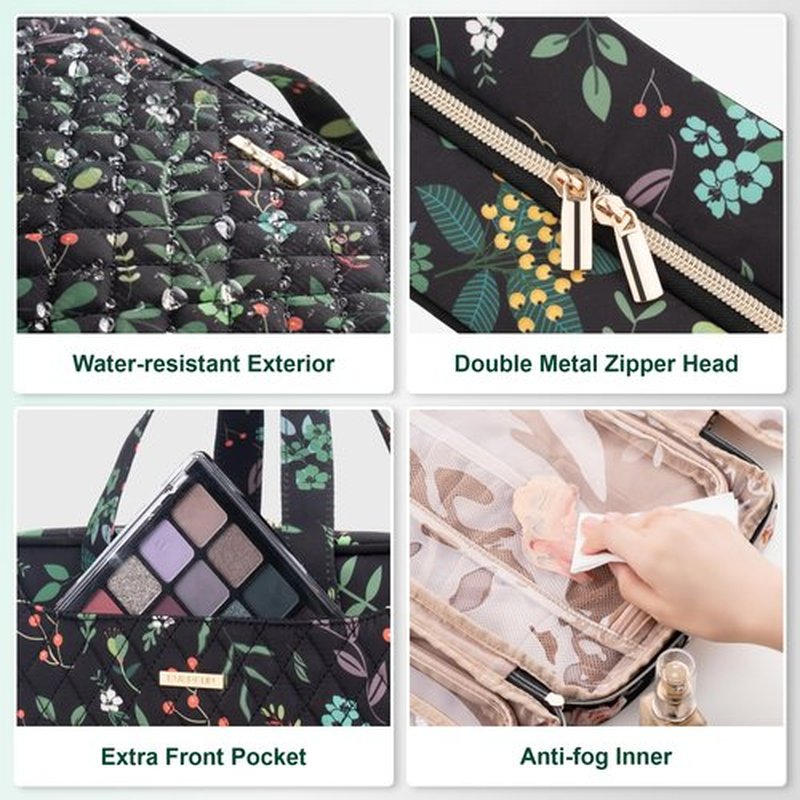Everfun Hanging Travel Toiletry Bag for Women Traveling With Leakproof Compartment Makeup Cosmetic Organizer Dopp Kit Travel Accessories Essentials Must Have