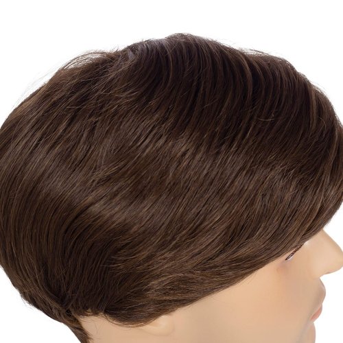 Swiking Men Brown Straight Wigs Short Side Part Natural Synthetic Hair for Male Daily Full Wig