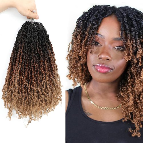 Yanky Twist Crochet Hair - 14 Inch Yanky Twist Pre Looped Crochet Hair 8 Packs Senegalese Twist Crochet Hair Extensions 1B/30/27 Bohemian Passion Twist Hair for Black Women
