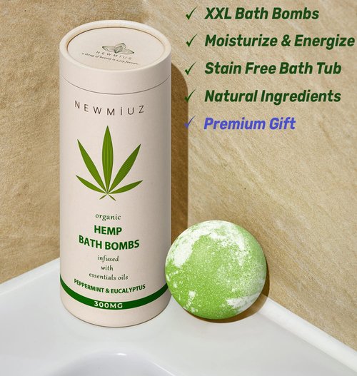 Organic Hemp Bath Bombs Set - Infused Peppermint & Eucalyptus Essential Oil - Luxurious Bath Essentials for Dry Skin - Immerse Yourself in A Blissful Spa-Like Experience with Our Set