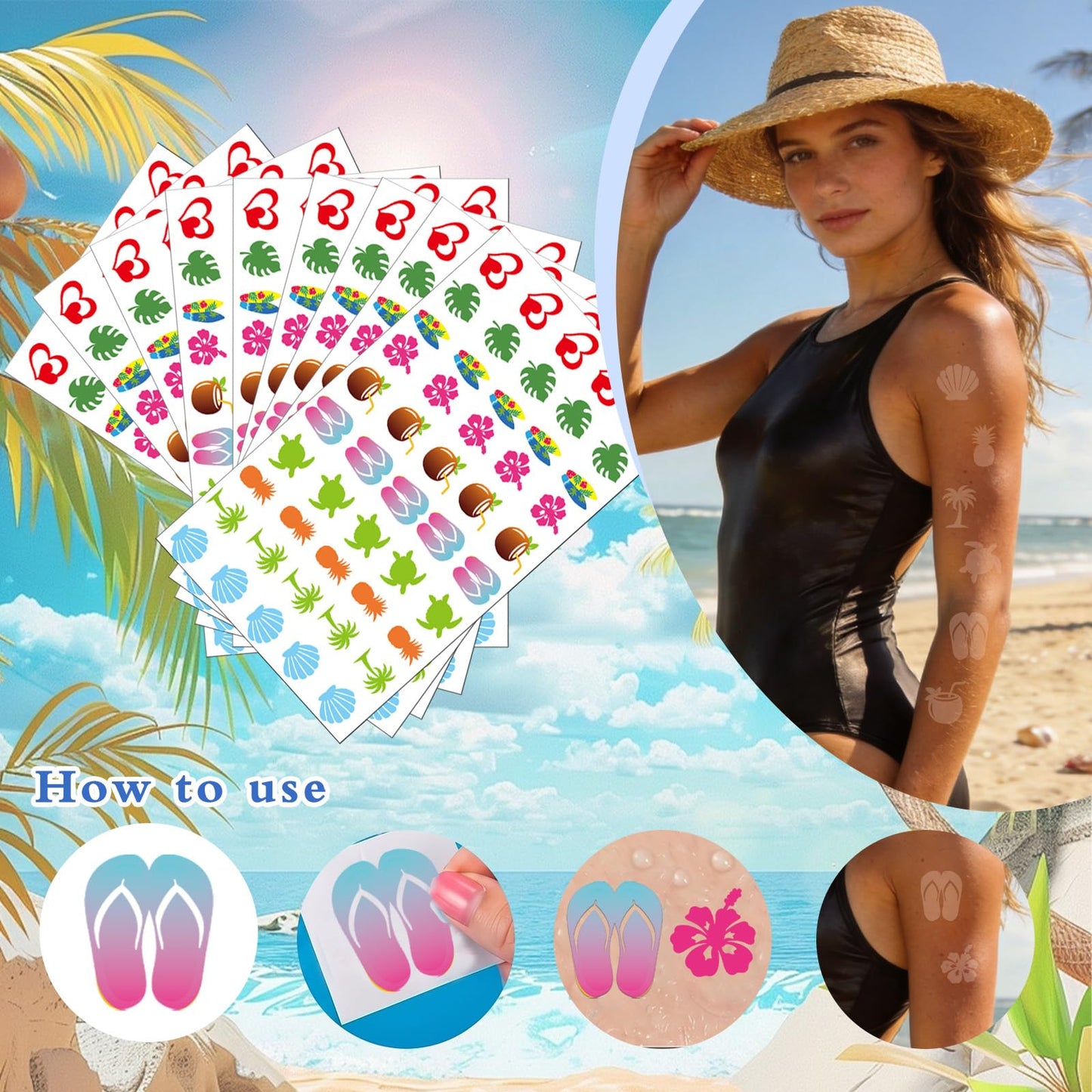Eclazul Tanning Stickers for Body - 500 Pcs Luau Spray Tan Bed Accessories
