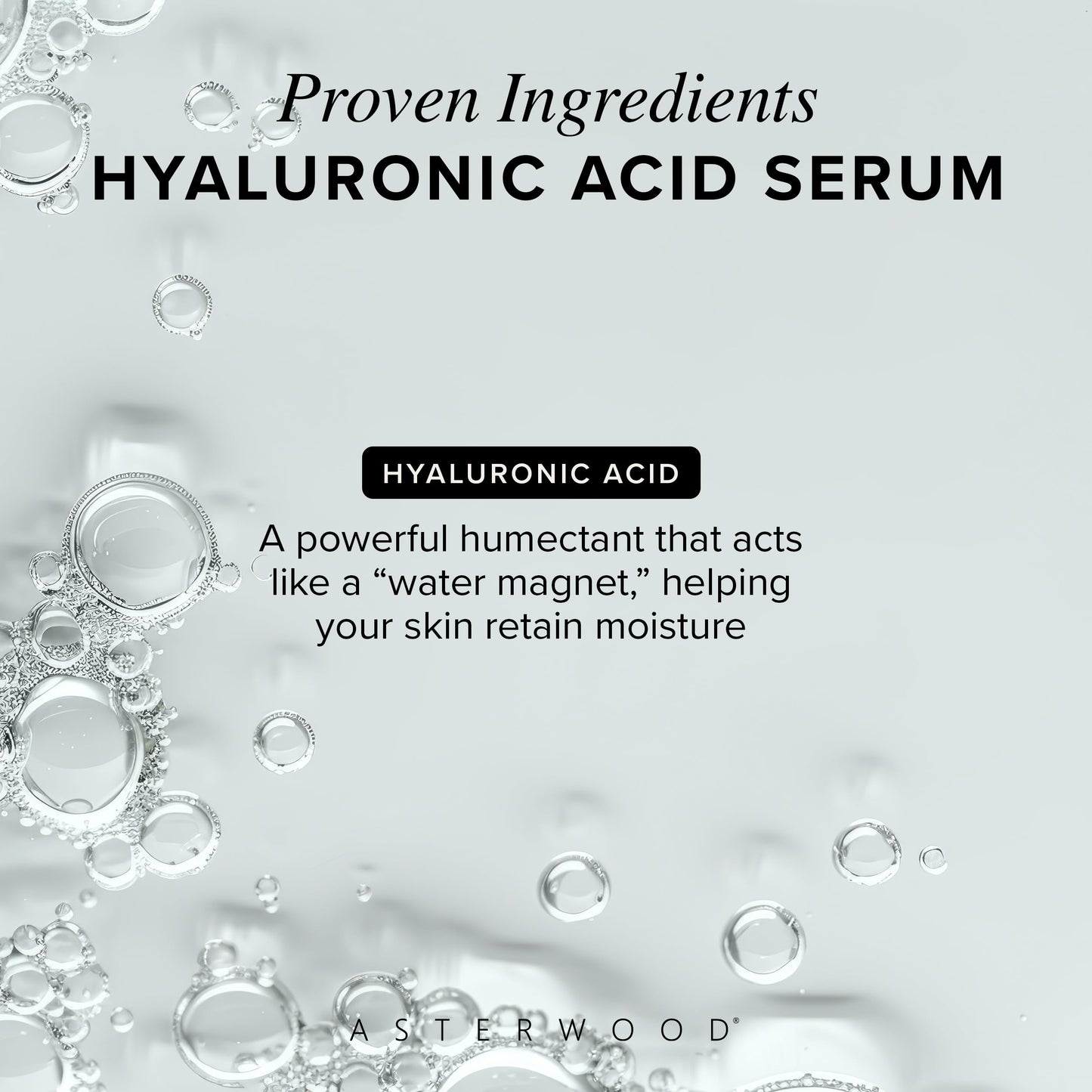 Asterwood Pure Hyaluronic Acid Serum for Face - Plumping, Anti-Aging, Hydrating - Fragrance-Free - 4 Fl Oz