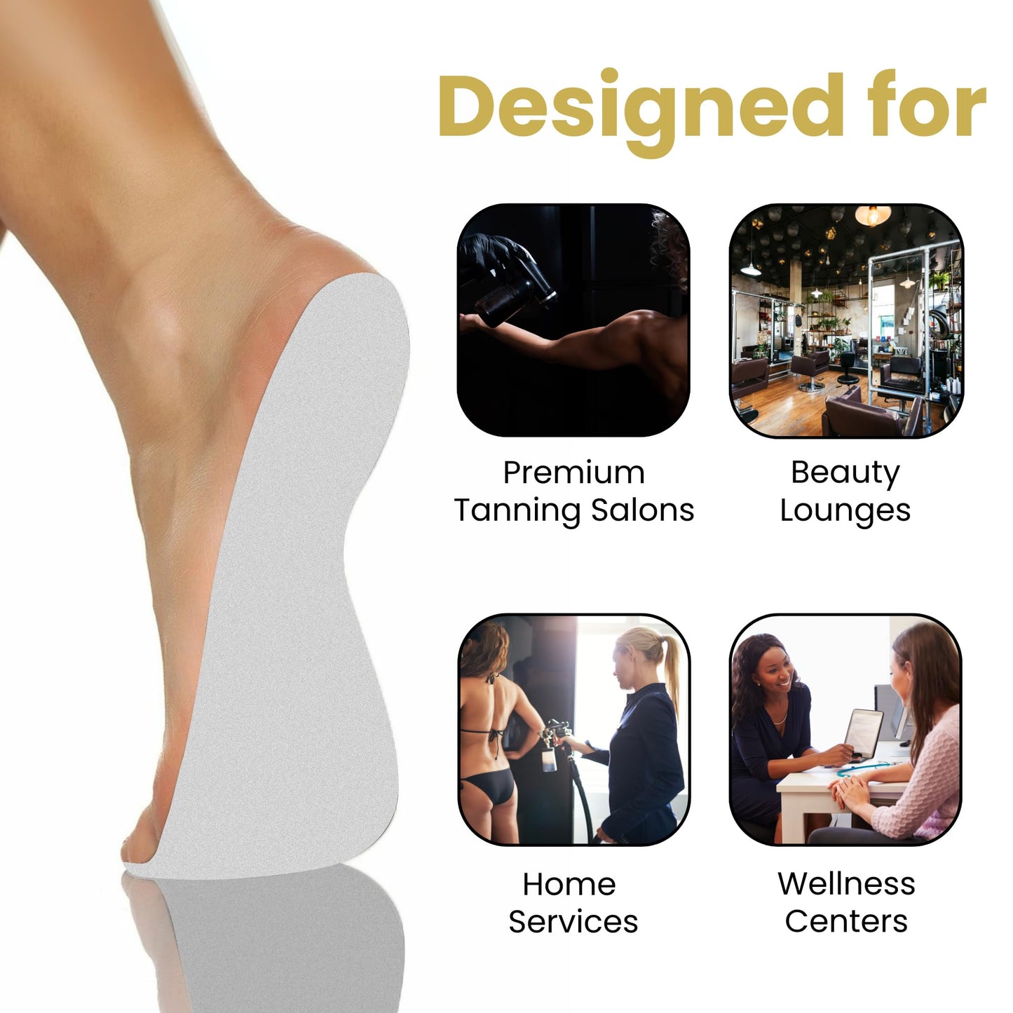 STICKONFEET 150 Pairs Premium Feet Pads for Spray Tanning – Disposable Spray Tan Feet Pads – Hygienic and Easy-to-Use Foot Protectors Designed for Salons and Mobile Spray Tanning Professionals